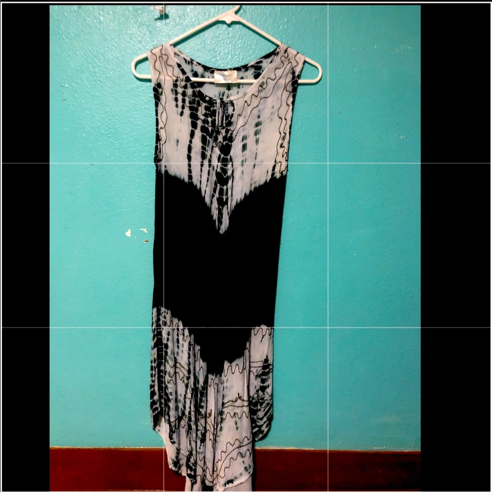Black and grey Tie Die Boho Dress